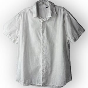 CLASSIC COLLECTION Men's Med White Button-Down Short Sleeve Shirt w/notched cuff